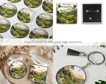 JW Convention 2026 Stickers Printable Eternal Happiness Mountain Fields (Digital Download)