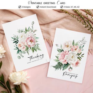 Christian Sympathy Card Printable Thinking of You Encouragement Sending Prayers Comfort Floral Design Greeting Card Digital Download PDF