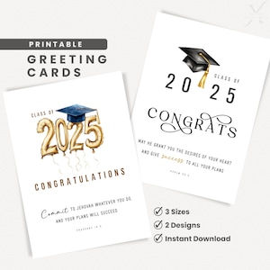 Carte de remise des diplômes de la promotion 2025 JW Cards Set Carte numérique imprimable Téléchargement instantané au format PDF