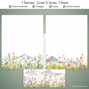 Landscape Mountains Letter Writing Printable Stationery Paper Lined and Unlined Letterhead Instant Download PDF Ministry JW Stationery
