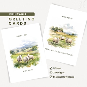 Carte d'adieu mouton | Imprimable | carte d'adieu | Carte de déménagement | carte d'encouragement | Carte de voeux à téléchargement immédiat PDF