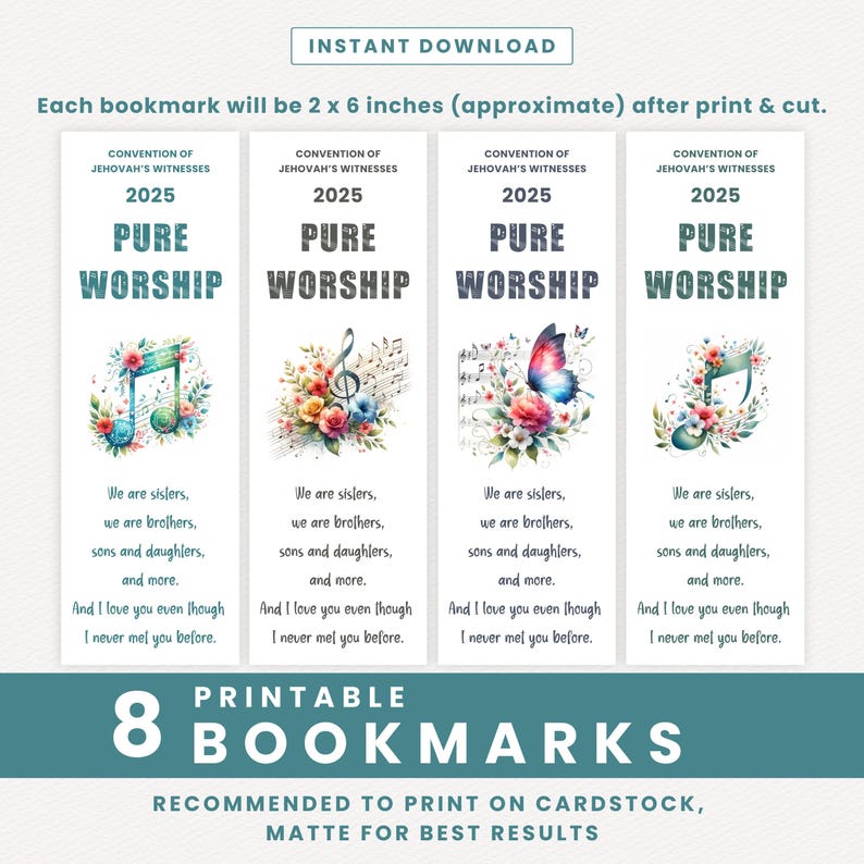 JW Convention Gifts Pure Worship Printable Bookmarks JW Convention