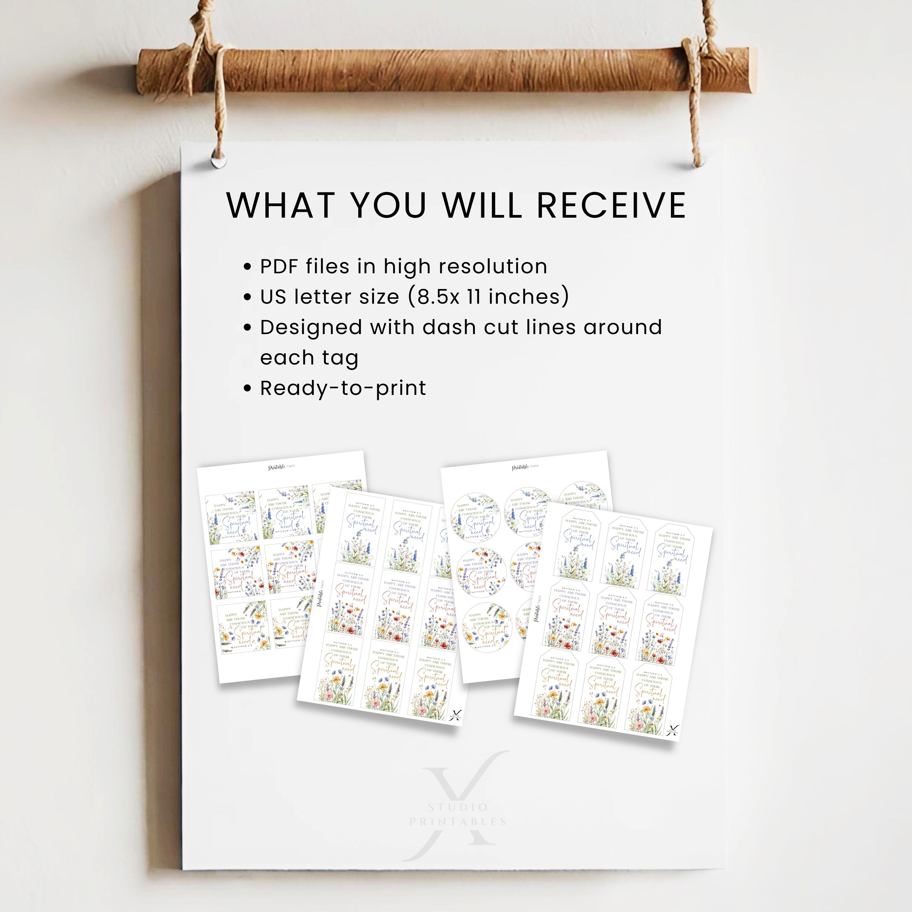 JW 2026 Yeartext Gift Tags Matthew 5:3 Printable Christian Scripture ...