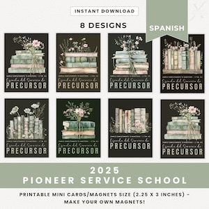Magnets espagnols JW Pioneer School 2025 Cartes imprimables Mini aimants à créer soi-même Cadeaux JW Magnets PSS Livres floraux à téléchargement immédiat