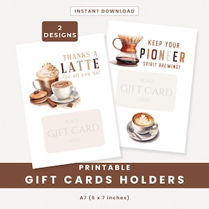 Portatarjetas de regalo imprimible de JW Pioneer Coffee, portatarjetas de agradecimiento, plantilla de 5x7, descarga instantánea
