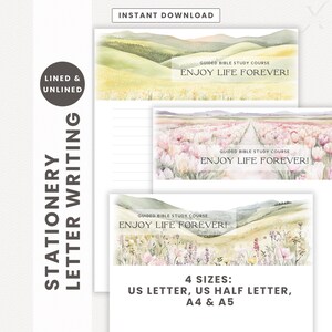 Goditi la vita per sempre #2 JW Stationery Letter Writing Carta da lettere stampabile Carta intestata a righe e non a righe Download immediato PDF Ministero