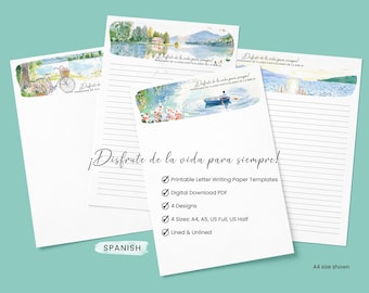Spanish Enjoy Life Forever #3 JW Letter Writing Paper Stationery Printable PDF Lined Unlined A4 A5 US Size Digital Download