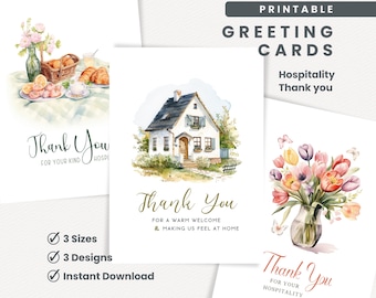Merci pour votre accueil, cartes de voeux imprimables, carte de remerciement, carte de remerciement, PDF à téléchargement immédiat, cartes de remerciement imprimables