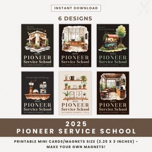 Magnets thème café JW Pioneer School 2025 Cartes IMPRIMABLES Mini Créez vos propres aimants Cadeaux JW Magnets PSS Téléchargement instantané