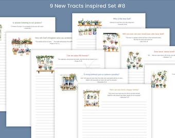 JW Letter Writing Paper New Tracts Inspired Botanical Plants Stationery Printable Set #8 Digital Download A4 US Lined Unlined