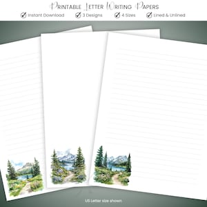 Trail Lake Stationery Letter Writing Printable Stationery Paper Lined and Unlined Letterhead Digital Download PDF Ministry Stationery