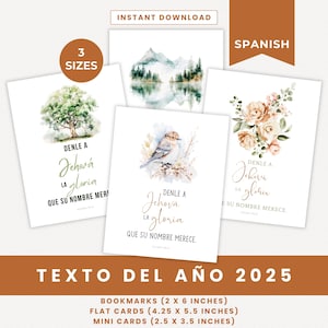 Espagnol - Texte de l'année 2025, Psaume 96:8, signets imprimables, cartes de voeux, étiquettes cadeaux, signets PDF imprimable, texte de l'année 2025 cadeau JW