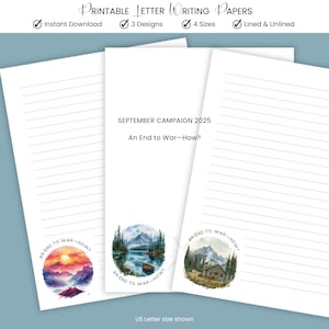 JW Letter Writing September Campaign 2025 An End to War Papers Template Printable Stationery Lined Unlined Download PDF 2025 Campaign Set #3