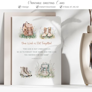 Hebrews 6:10 Your Work is Not Forgotten Encouragement Christian Printable Greeting Card Digital Download Blank PDF A7 A6 A2 Cards
