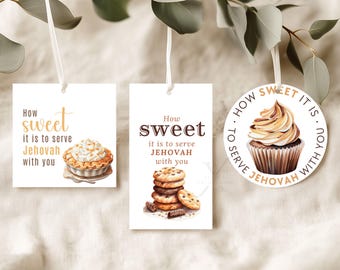 JW Gift Tags Pioneer School Tags How Sweet It Is To Serve Jehovah Printable Encouragement Thank You Treat Tags Digital Download PDF Cookie