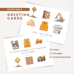 Aqui estou, envie-me JW LDC Isaías 6 e Neemias 4 Cartões de felicitações para impressão Cartões de incentivo à construção Download instantâneo Cartão digital em PDF