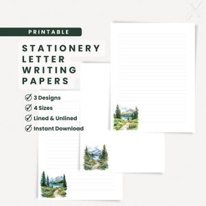 Papelería Trail Lake, papelería imprimible para escribir cartas, papel con y sin rayas, membrete, descarga instantánea en PDF, ministerio, papelería JW