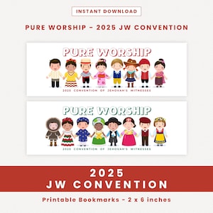 Marcadores imprimibles de Adoración Pura para la Convención de los TJ de 2025 Regalos para la Convención de los TJ Imprimibles de los TJ Convención 2025 Niños de JW Trajes tradicionales del mundo