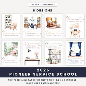 Magnets JW Pioneer School 2025 Cartes imprimables Mini Aimants à fabriquer soi-même Cadeaux JW Magnets PSS Chaise de bureau confortable à téléchargement immédiat