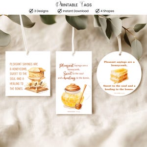 Proverbs 16:24 JW Printable Gift Tags Honeycomb Encouragement Scripture Bible Verse Christian Treat Tags Digital Download PDF