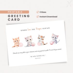 Psalm 55:22 Senden Liebe & Gebete JW Karte druckbare Grußkarte Christian Vers Karte Blank PDF Instant Download Kätzchen Ermutigung