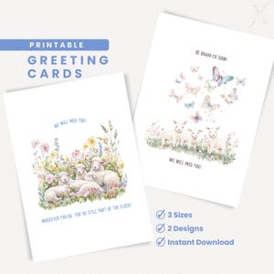 Vaarwel kaart Schaap | Lente | Afdrukbaar | Afscheidskaart | Verhuiskaart | Aanmoedigingskaart | PDF wenskaart direct downloaden