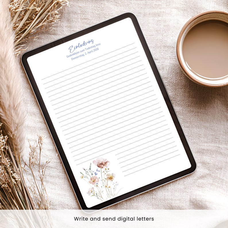 German 2026 JW Memorial Campaign Letter Writing Stationery Paper Printable Floral Lined Unlined Notepaper Letterhead Download PDF image 7