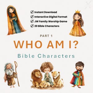 Who Am I? Bible Characters Part 1 | Game JW Family Worship Game | Fun Bible Trivia for Kids & Adults | Digital Download | PowerPoint Format