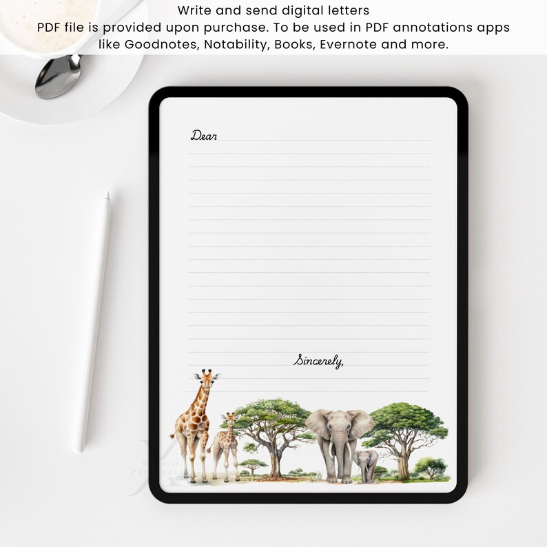Safari Animal Stationery Printable Letter Writing Paper Lined Unlined ...