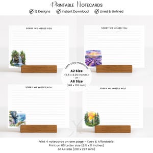 Sorry we missed you Printable Notecards Lined Unlined Ministry Cards Letter Writing Return Visit Set Notepad Nature Landscape