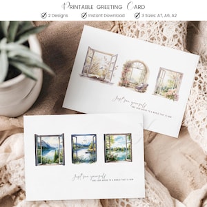 Se bara dig själv JW Uppmuntrande gratulationskort Utskrivbara set Fönstervy Framtidshopp Kristen utskrivbar digital nedladdning PDF 2 designer