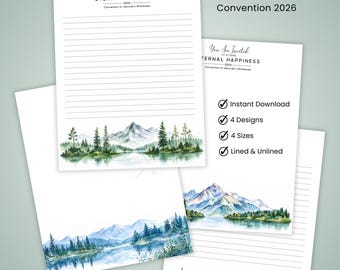 JW Convention 2026 Stationery Landscape Printable Letter Writing Paper Eternal Happiness Invitation Digital Download PDF