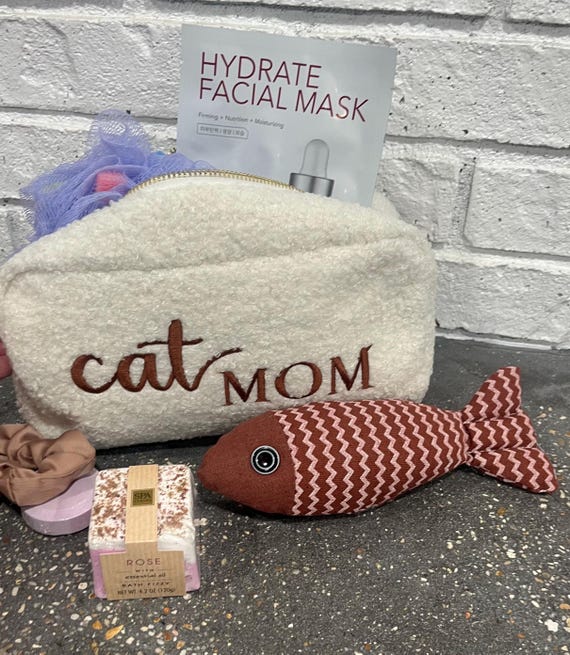 Cat Mom Mother's Day Gift Cat Mom Spa Gift Cosmetic Bag With Spa Essentials  & Cat Kicker Toy Self Care Kits for Cat Moms - Etsy