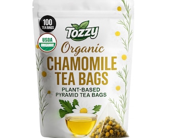 Organic Chamomile Tea Bags: Eco-Friendly Pyramid Tea, 100 Count