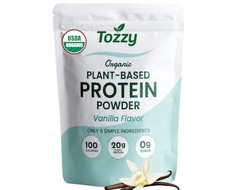 Proteine vegane biologiche in polvere, vaniglia / 16 porzioni / 20 g di proteine di piselli vegetali / 5 semplici ingredienti / 0 g di zucchero / Senza glutine e latticini