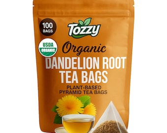 Organic Dandelion Root Tea Bags: 100 Count-Plant-Based Pyramid Bags
