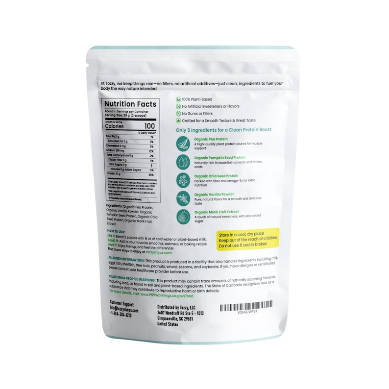 USDA Organic Vanilla Plant-Based Protein Powder, 20g Pea Protein, 5 Simple Ingredients image 8