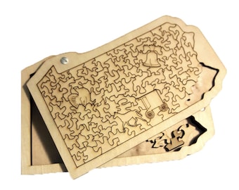 State of Pennsylvania wooden jigsaw puzzle with box