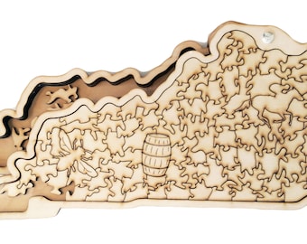 State of Kentucky wooden jigsaw puzzle with box
