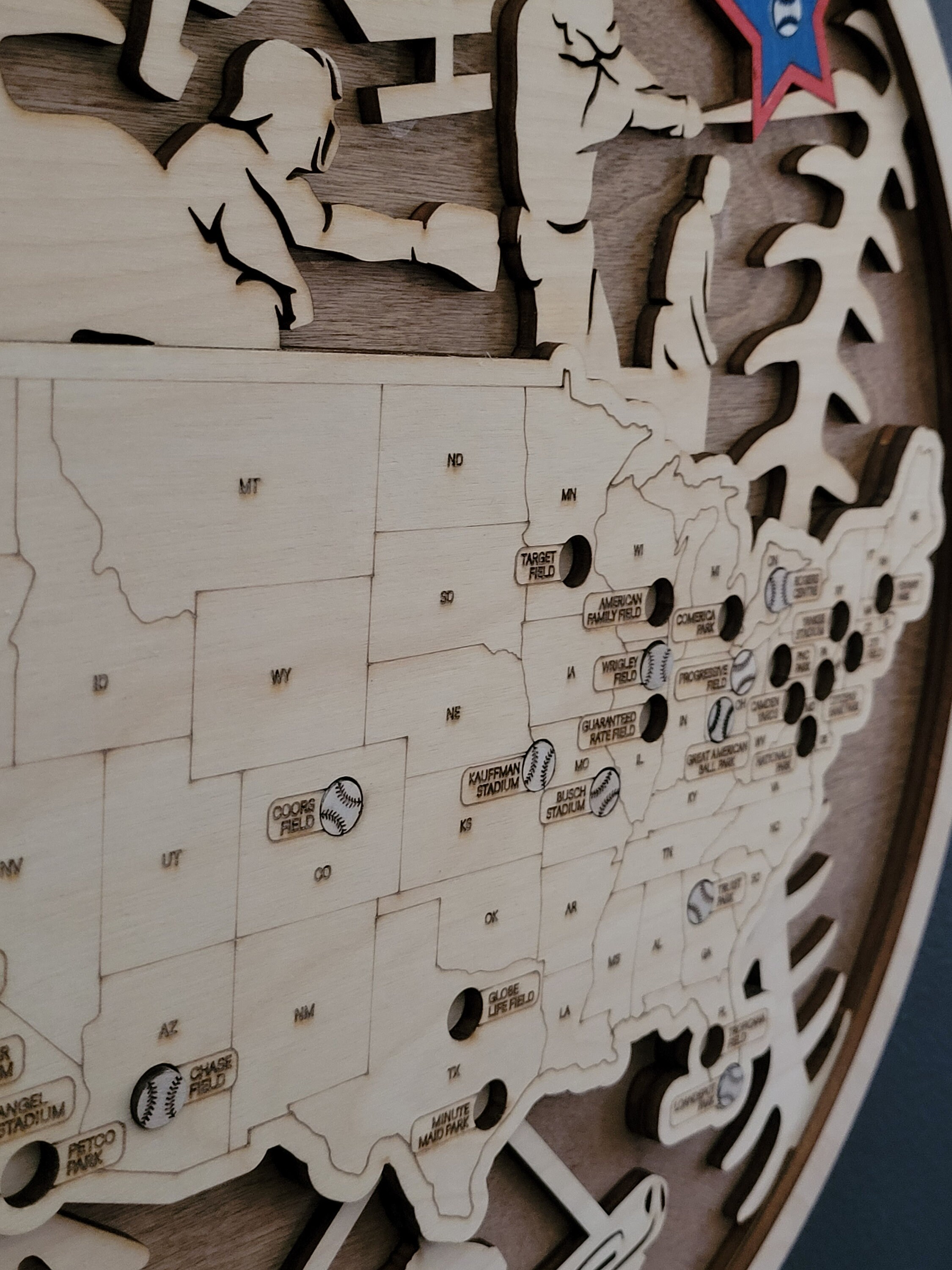 Baseball Stadiums Layered Map Tracker. MLB - Etsy