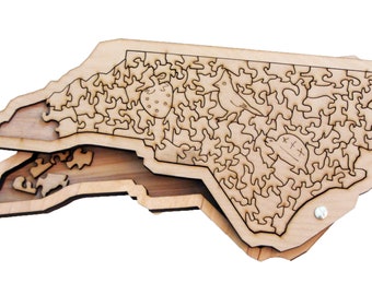 State of North Carolina wooden jigsaw puzzle with box