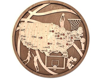 Basketball Arena Stadium Tracker Map. Bucket List.
