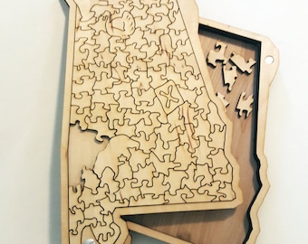 State of Alabama wooden jigsaw puzzle with box