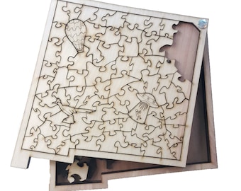 State of New Mexico wooden jigsaw puzzle with box