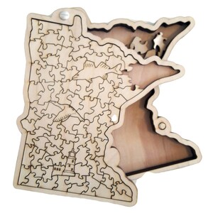 State of Minnesota wooden jigsaw puzzle with box