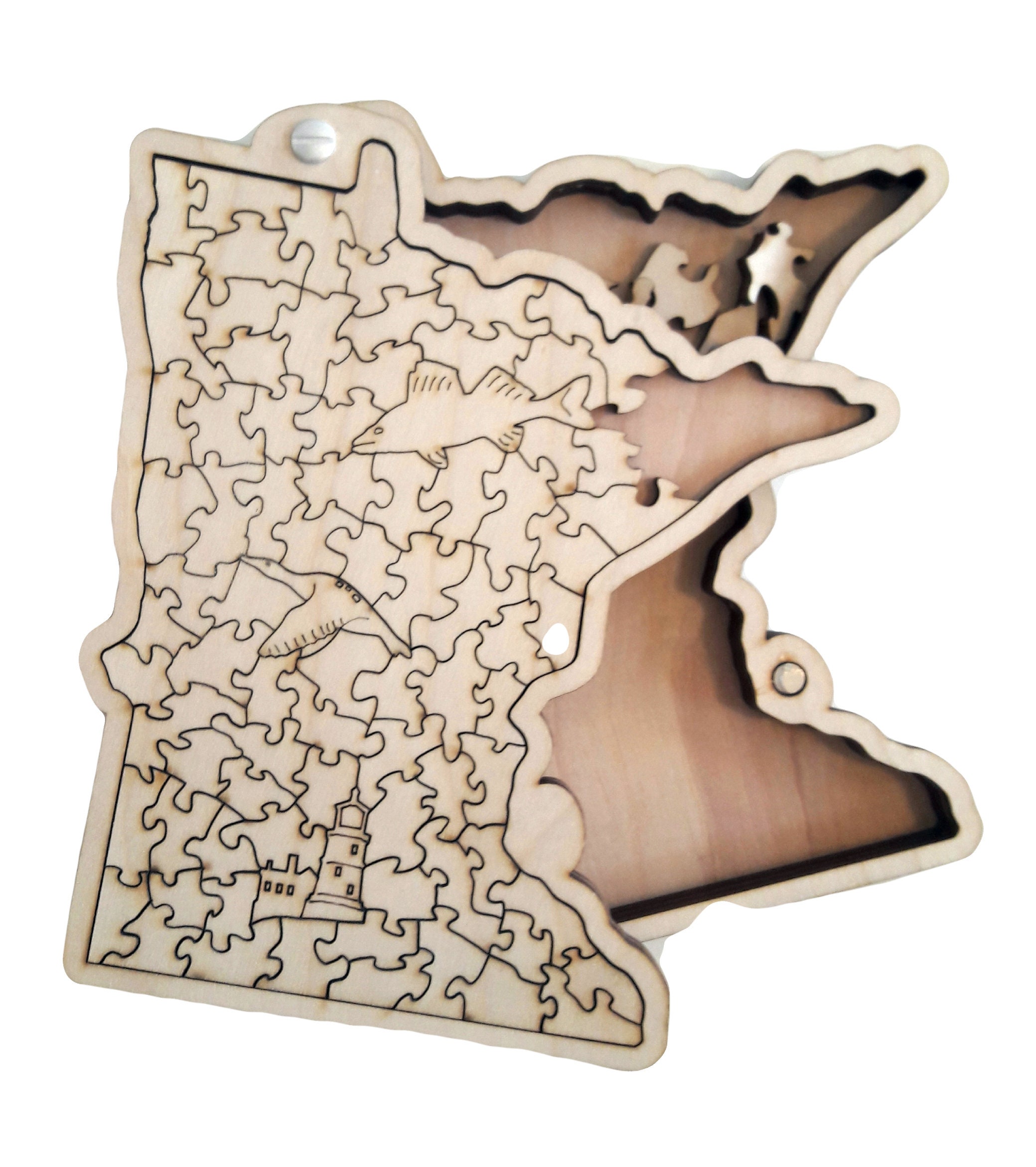 State of Kansas wooden jigsaw puzzle with box