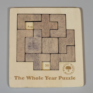 Perpetual Calendar Puzzle: Solve-a-Day Wooden Brain Teaser. Whole Year Puzzle