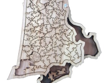 State of Rhode Island wooden jigsaw puzzle with box
