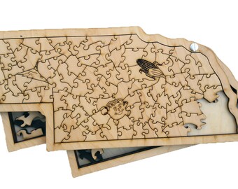 State of Nebraska wooden jigsaw puzzle with box