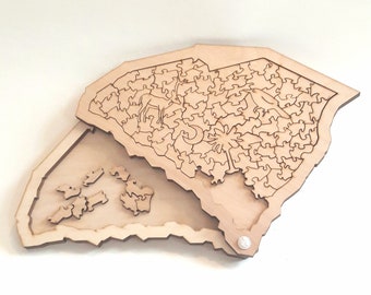 State of South Carolina wooden jigsaw puzzle with box